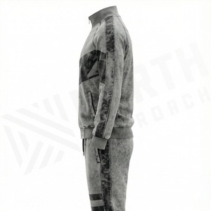 Customized Logo Style Unisex <b>Tracksuit</b> Zipper Hoodie Flared Sweatpants Acid Washed Vintage Activewear Jogging Streetwear - Product Image 3