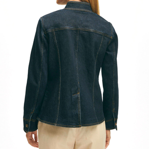 Chaqueta vaquera de mezclilla para mujer, de manga larga, azul, delgada, de alta calidad, con forro de lana, estilo abrigo, personalizada, al por mayor - Product Image 2
