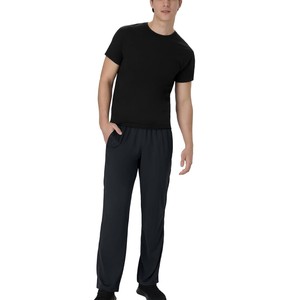 Pantalon de survêtement droit noir pour homme, taille élastique, poches latérales, respirant, décontracté, en toile mi-lourde, écologique, protection UV, boutonné - Product Image 6