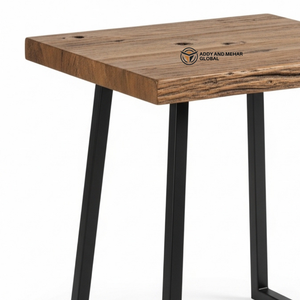 Taburete de Madera Industrial Moderno con Cajón y Base Metálica, Taburete de Almacenamiento Contemporáneo de Lujo para Dormitorio y Almacén - Product Image 5