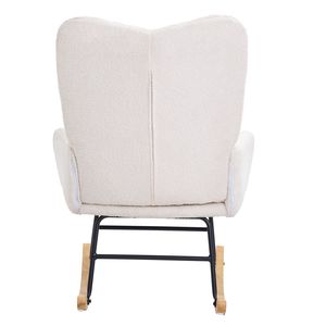 Sedia a dondolo imbottita in tessuto Teddy con schienale alto, sedia a dondolo per cameretta con seduta morbida e capacità di carico di 250 libbre. - Product Image 2