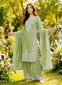 Ensemble brodé avec haut, bas et dupatta, entièrement cousu, prêt à porter - Product Image 3