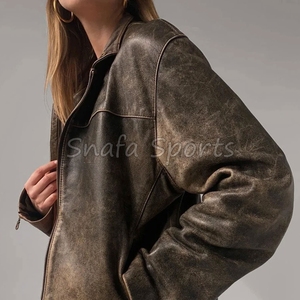 Women <b>Long</b> Oversized <b>Leather</b> <b>Jacket</b> Loose Fit Streetwear Fashion Trendy Winter Outerwear Stylish Casual Wear <b>Leather</b> <b>jackets</b> - Product Image 4