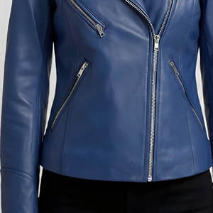 Veste en cuir d'agneau véritable pour femmes, style bomber court, mode, vente en gros - Product Image 5