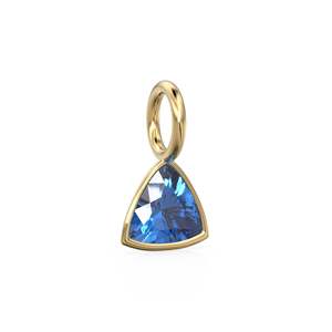 Colgante de Oro Sólido Amarillo de 14k con Zafiro Azul de 5mm, Engaste para Joyería / Piedra de Nacimiento de Septiembre / Gema Azul con Corte Trillón - Product Image 3