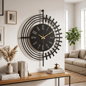 Reloj de Pared Moderno de Metal, Diseño de Engranaje Semicircular, Esfera con Números Romanos, Reloj Decorativo Contemporáneo, Decoración de Pared de Lujo para el Hogar - Product Image 3
