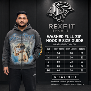 เสื้อฮู้ดซิปเต็มตัวสีเทาฟอกทรงโอเวอร์ไซส์ลายกราฟิกเทวดา สตรีทแวร์ ผ้าฝ้าย 100% หนัก 350 กรัม รับผลิตแบรนด์ส่วนตัว ขายส่ง - Product Image 5