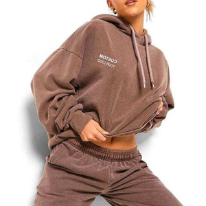 Conjuntos Deportivos de Moda para Mujer, Ropa Urbana con Logotipo Personalizado, Sudadera con Capucha, Pantalones Deportivos Casuales de Invierno, 100% Algodón, Transpirable y de Secado Rápido - Product Image 5