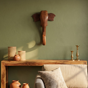 Handcrafted Natural Sheesham Wood <b>Elephant</b> Head Wall Hanging <b>Decorative</b> Wooden Animal Art for Living Room Bedroom Entryway - Product Image 5