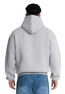 เสื้อฮู้ดดี้ผู้ชายทรงโอเวอร์ไซส์ สีเทาล้วน ผ้าฝ้ายฟลีซ สวมใส่สบาย ทรงปกติ มีกระเป๋า เหมาะสำหรับใส่ในฤดูใบไม้ร่วง - Product Image 3