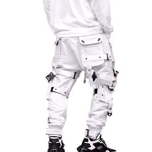 กางเกงคาร์โก้เทคแวร์สีขาวสำหรับผู้ชาย ปี 2026  มีกระเป๋าหลายช่อง สายรัดแบบยุทธวิธี  กระดุมแบบสตรีทแวร์ จ็อกเกอร์ ฮิปฮอป กางเกงสไตล์ยูบาร์น ไซเบอร์พังก์ - Product Image 4
