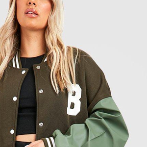 Chaqueta Universitaria de Béisbol para Mujer, Manga Larga, Calidad Premium, Bordada, de Lana y Poliéster, Acolchada, Resistente al Viento y Transpirable - Product Image 3