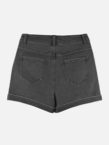 Nouveauté Short en jean vintage pour femme taille mi-haute, respirant, style streetwear, déchiré, avec poches, en tissu de coton délavé à la pierre, pour l'été - Product Image 2