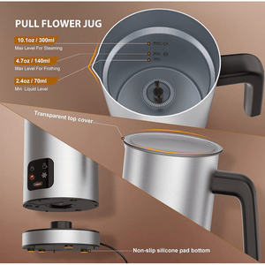 Montalatte Elettrico Automatico 500W in Acciaio Inox 304 Senza BPA, 4-in-1 con Base Rotante a 360 Gradi, Schiuma Calda/Fredda, Temperatura Regolabile, 300ml - Product Image 5