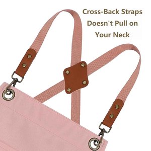 ผ้ากันเปื้อนครัวแบบผ้าแคนวาส สกรีนโลโก้ได้ กันน้ำ ผ้าฝ้าย ผ้ากันเปื้อนเชฟ ปรับขนาดได้ ผ้ากันเปื้อนทำอาหาร มีกระเป๋าหลายช่อง - Product Image 3