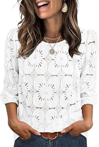 Blusas de mujer elegantes e informales, camisetas de manga 3/4, camisas de encaje con ojales para primavera y verano, ropa para vacaciones en la playa - Product Image 4