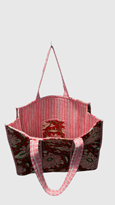 Sac fourre-tout en coton à imprimé floral avec broderie, style bohème, ouvert en haut, sac de shopping toutes saisons - Product Image 3