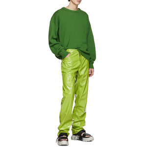 Pantalones Casuales para Hombre, Color Verde Lima, Recubiertos de PU, Cintura Elástica, Corte Recto, Bolsillos Laterales, para Verano - Product Image 5