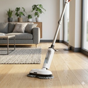 Mopa Eléctrica Inalámbrica SUDEX con Tanque de Agua de 300 ml, Motor Dual, Cabezal Giratorio de 180°+, para Limpieza en Seco y Húmedo, para Uso Doméstico - Product Image 4