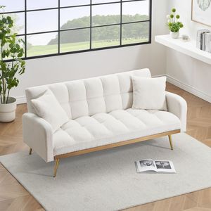 69-Inch Beige Adjustable for Teddy <b>Sofa</b> Bed for <b>Small</b> Space for Living Room and <b>Bedroom</b> - Product Image 3