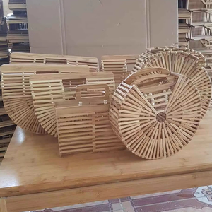 Wholesale Handmade Retro Ladies Bamboo Rattan Hobos Shape <b>String</b> Closure Single Strap Clutch Handbag Portable Made in Vietnam - Product Image 1