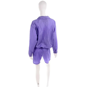Ensemble d'été respirant bicolore personnalisé OEM pour femme, ensemble deux pièces court, veste coupe-vent en nylon avec fermeture éclair, ensemble de survêtement - Product Image 6