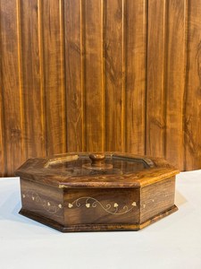 Vintage Style Wooden Masala <b>Box</b> with Spoon Traditional <b>Spice</b> Organizer - Product Image 2