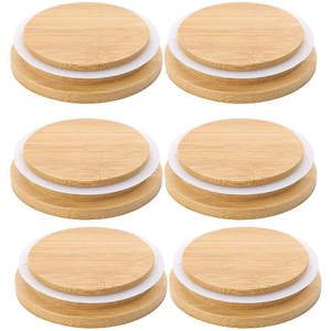 Tarro de vidrio para dulces y especias de cocina con tapa de nogal negro, tapa de madera grabada con láser de diferentes tamaños personalizada para tarro de velas - Product Image 1