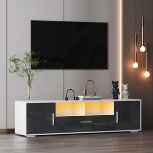 ตู้วางทีวีพร้อมไฟ LED ดีไซน์ทันสมัย พร้อมรีโมทคอนโทรล สายไฟประดับตกแต่ง และช่องเก็บของ - Product Image 2