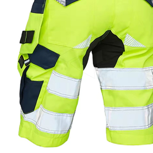 Hot Selling Hi Vis Reflective <b>Work</b> Shorts Men Solid Pattern Safety Cargo Canvas <b>Waterproof</b> Breathable Knitted Weaving Plain Dyed - Product Image 3
