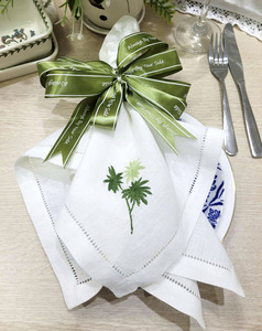 Servilletas de Lino Bordadas Personalizadas al por Mayor con Hojas de Palma, Servilletas de Tela con Dobladillo para Eventos en el Hogar y Bodas - Product Image 2