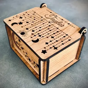 กล่องของที่ระลึกไม้ตัดด้วยเลเซอร์สวยงามและหรูหราที่จับของขวัญวันเกิดสไตล์นางฟ้าแห่งความรักเทคนิคการขัดเงาสำหรับเพื่อน - Product Image 1