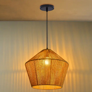 Paper <b>Rope</b> Woven Pendant Light Restaurants Decor Natural Wicker <b>Lighting</b> Fixture 100% Handmade - Product Image 1