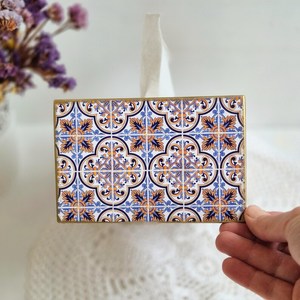 Handcrafted Tissue Box <b>Cover</b> with Blue <b>Tiles</b>, Rectangular Wooden Tissue Box Holder, Napkin Holder, Decorative Box for Napkins - Product Image 3