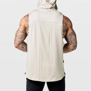 Men's Hooded Sleeveless Breathable Gym <b>Hoodies</b> with Digital Printing Custom Colors & Sizes Summer <b>Workout</b> OEM - Product Image 2