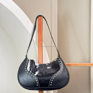 Haute qualité luxe élégant en cuir de vachette véritable dames sac à main demi-lune Hobo sacs en cuir véritable sac à bandoulière pour femmes - Product Image 5