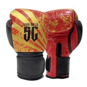 ถุงมือฝึกซ้อมมวย MMA คิกบ็อกซิ่ง ซานด้า หนังสีดำแดง กันน้ำ แบบคู่ พร้อมสายรัด - Product Image 1