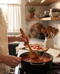 Wooden Utensil Set 4 Pieces Handcrafted Spoon Spatula Natural Wood <b>Kitchen</b> Tools Eco Friendly Hand Wash Only - Product Image 4