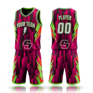 Ensemble de maillots de basket personnalisés, impression par sublimation, nom de votre équipe, numéro 00, unisexe, adulte, évacuation de l'humidité, respirant, col en V, maille - Product Image 6