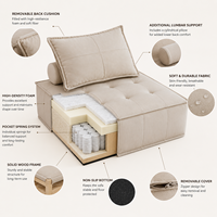 Canapé modulaire carré moderne en cuir véritable avec assise capitonnée et dossier rembourré en éponge, idéal pour appartement et hôtel