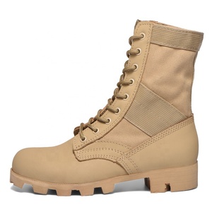 Khaki Unisex Tactical <b>Hiking</b> <b>Boots</b> Canvas Upper Rubber Outsole Closed Toe Outdoor Hunting Autumn Wear - Product Image 4