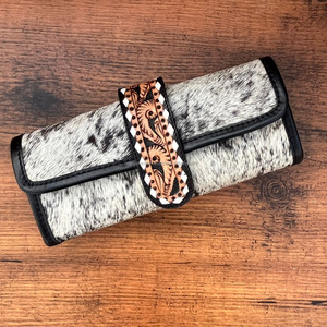 Sac à bijoux en rouleau de peau de vache pour femmes à fermeture éclair grand étui à bijoux pliable pour colliers boucles d'oreilles anneaux organisateur de bijoux de voyage - Product Image 3