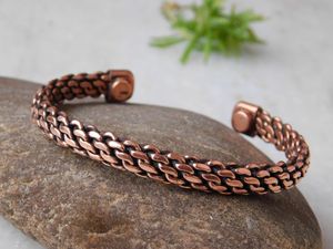 Braided Copper <b>Bangle</b> <b>Bracelet</b>: Handmade Open Cuff Jewelry - Product Image 4
