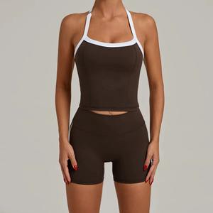 Ensemble Athlétique d'Été Personnalisé en Gros : Soutien-Gorge de Sport Dos Nu à Col Halter et Jupe de Golf/Tennis Taille en V avec Short Intégré - Product Image 2
