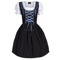 Robe Courte Traditionnelle Bavaroise en Denim de Qualité Supérieure, Manches Courtes, Style Casual, 2025