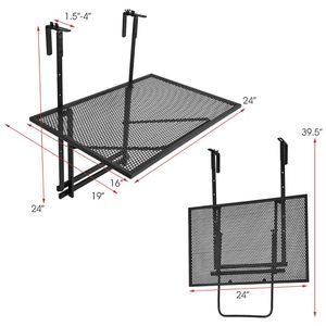 Tavolo Pieghevole Regolabile in Altezza per Ringhiera, Tavolo Portatile da Esterno a 5 Livelli - Product Image 5