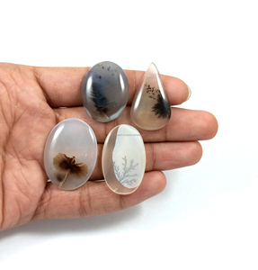 พลอยแท้แบบหลวมขายส่ง Radha Arts Dendritic Agate Cabochons สีเบจ สำหรับทำเครื่องประดับ พลอยธรรมชาติ - Product Image 2