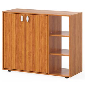 2-Door Enclosed 3-Tier <b>Open</b> <b>Storage</b> Adjustable Shelf Shoe Cabinet for Entryway Durable Organizer for Farmhouse Natural Style - Product Image 1