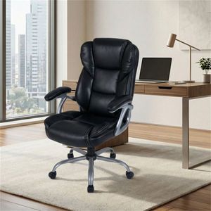Chaise de bureau exécutive ergonomique noire avec dossier profilé, hauteur et inclinaison réglables pour le bureau à domicile - Product Image 2