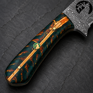 Couteau Skinner Damas Personnalisé avec Manche en Bois Résine, Lame Fixe Faite à la Main, Couteau de Survie pour Camping en Plein Air avec Étui en Cuir OEM - Product Image 6